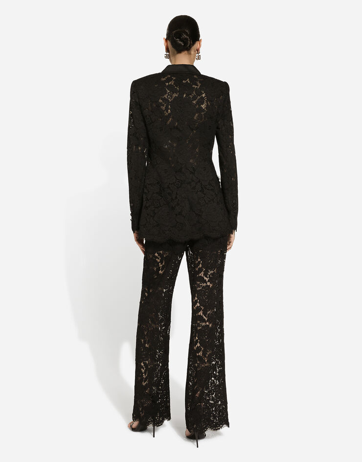 Dolce & Gabbana Double-breasted branded floral cordonetto lace Turlington-fit jacket Black F29TRTHLM7L