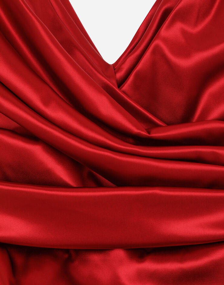 Dolce&Gabbana Vestido longuette drapeado de raso Rojo F6DJFTFURAD