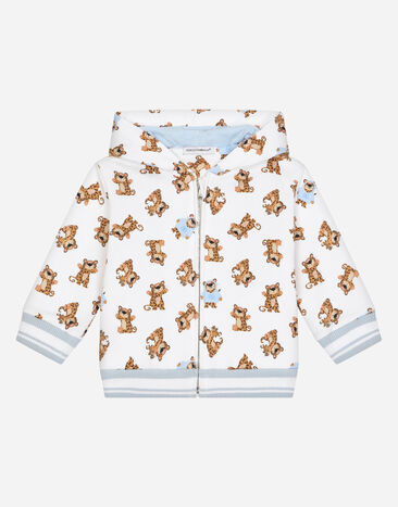 Dolce & Gabbana Sweat-shirt zippé en jersey avec capuche et Bébé Léopard Multicolore DK0065AC513