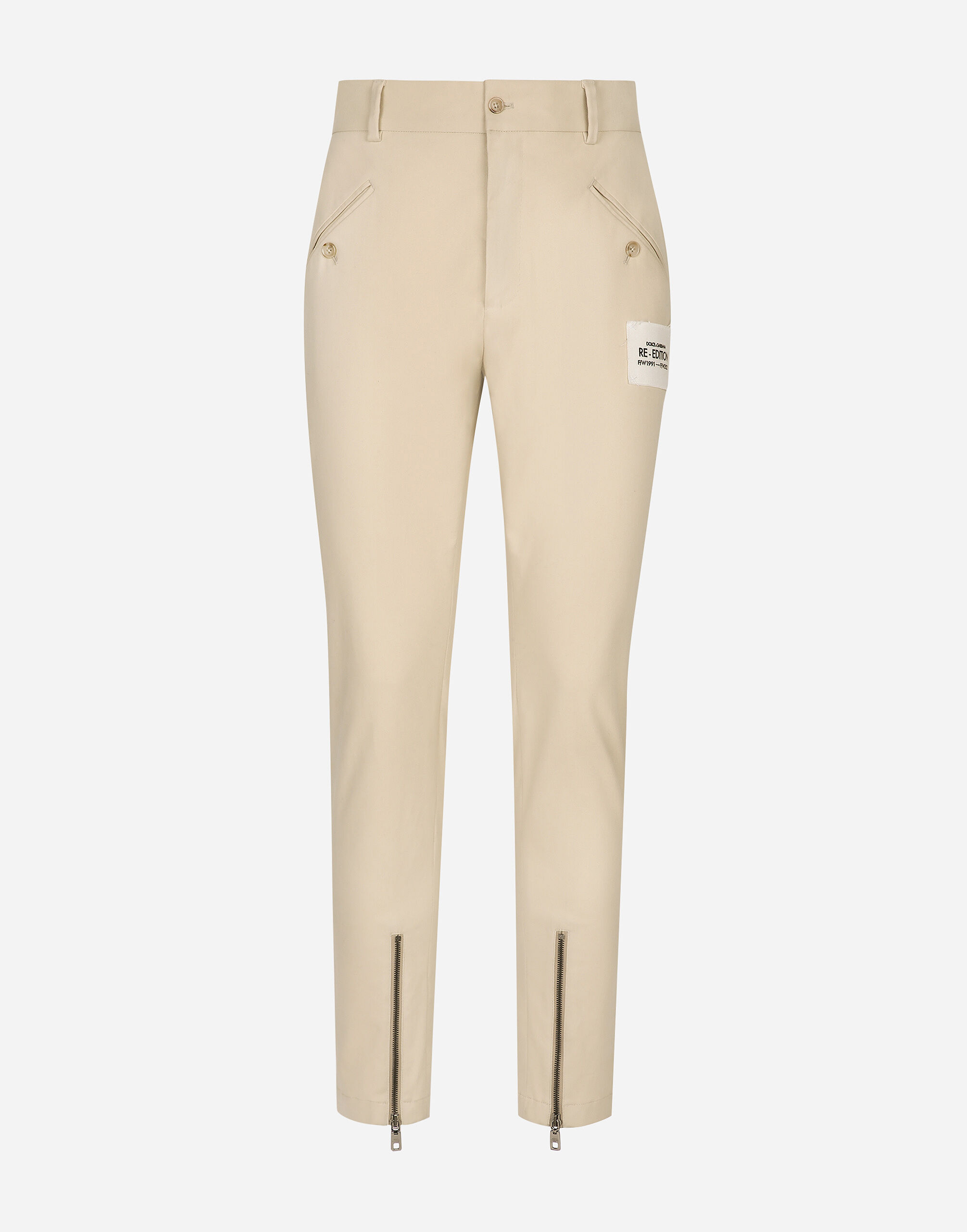 Dolce & Gabbana Stretch cotton pants with Re-Edition label Black GP0D4TFU5PY