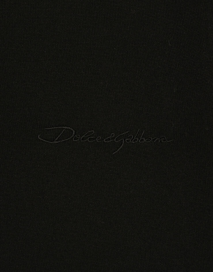 Dolce & Gabbana Polo de seda con inscripción Dolce&Gabbana bordada Negro GXZ09ZJBSJS