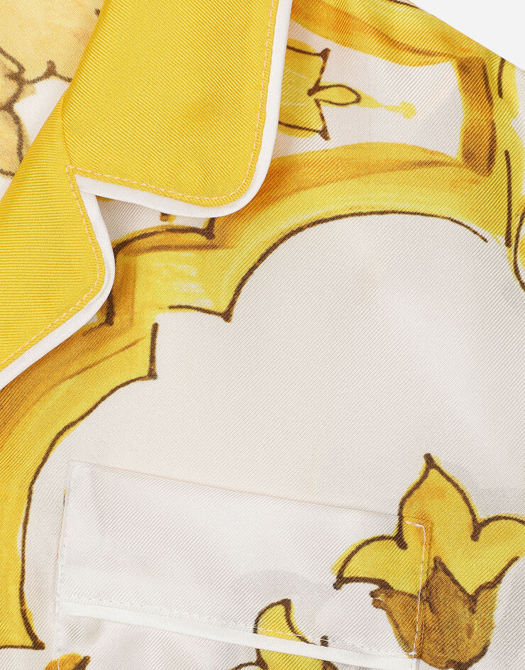 Dolce & Gabbana Рубашка из твила с желтым принтом майолики Отпечатки L55S65G7EY5