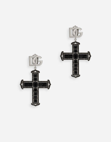 Dolce & Gabbana KIM DOLCE&GABBANA Pendientes en forma de cruz de strass Negro VG6186VN187