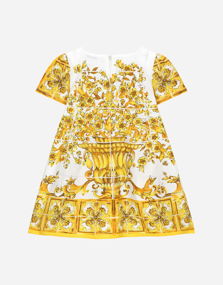 Dolce & Gabbana Платье из поплина с желтым принтом майолики Отпечатки L23DI5FI5JW