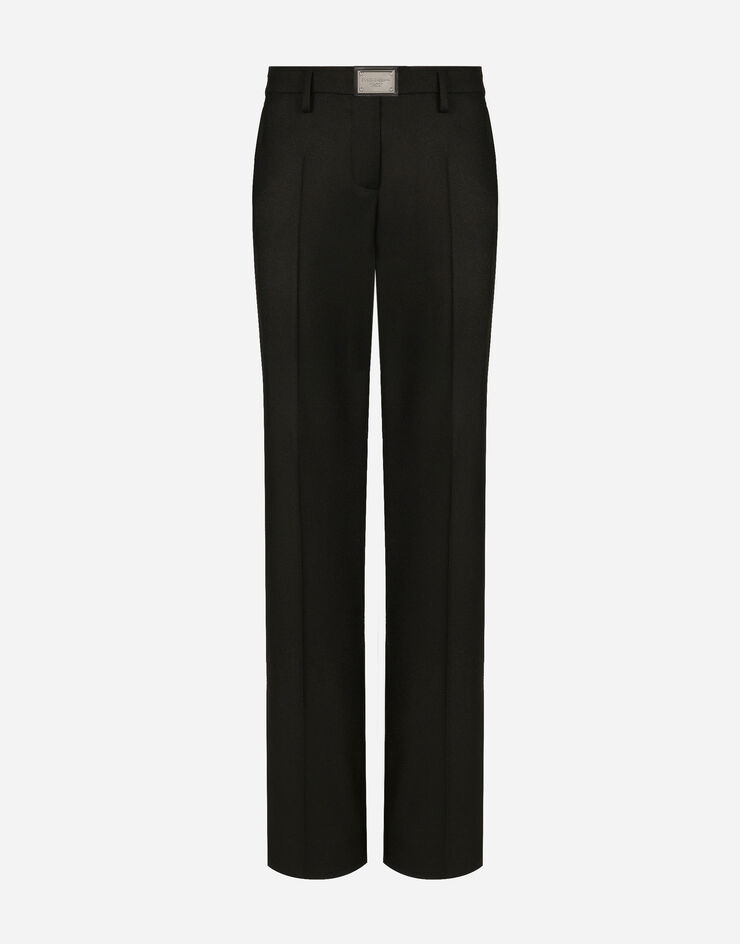 Dolce&Gabbana Расклешенные брюки из фланели с фирменной пластинкой черный FTCZITGDBWV