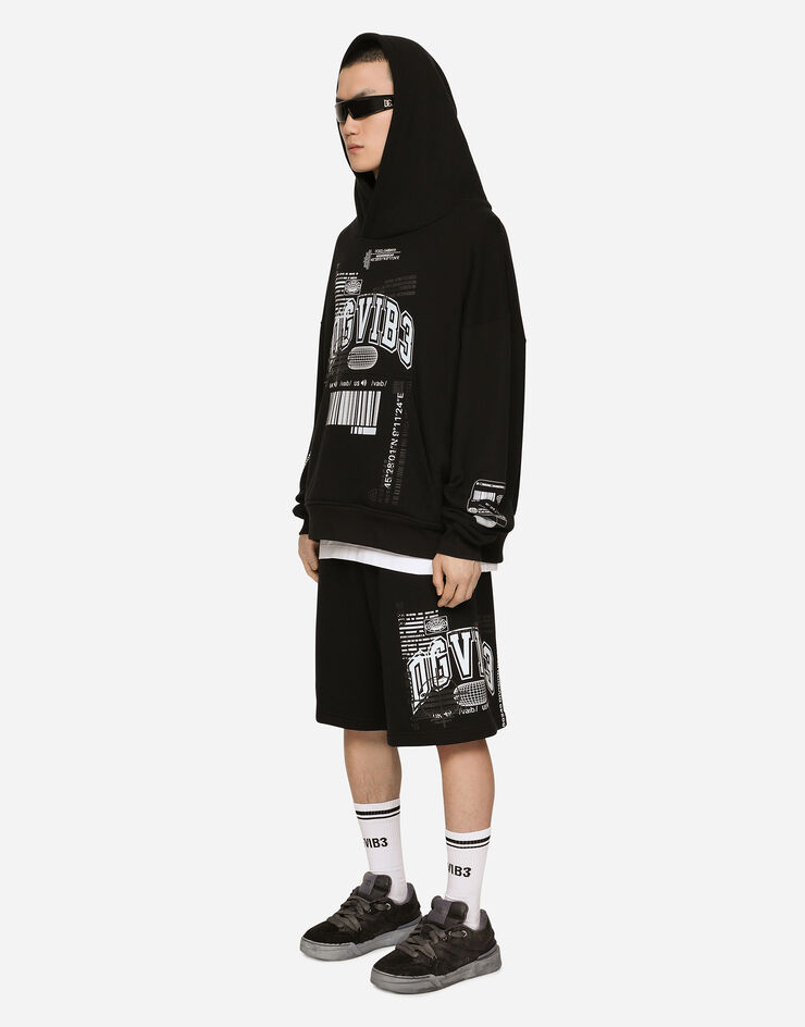 Dolce & Gabbana Jersey hoodie with DGVIB3 print Black G9AKPTG7K3H