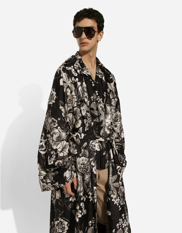 Dolce & Gabbana Bata en sarga de seda con estampado de flores Imprima G035TTIS1VS