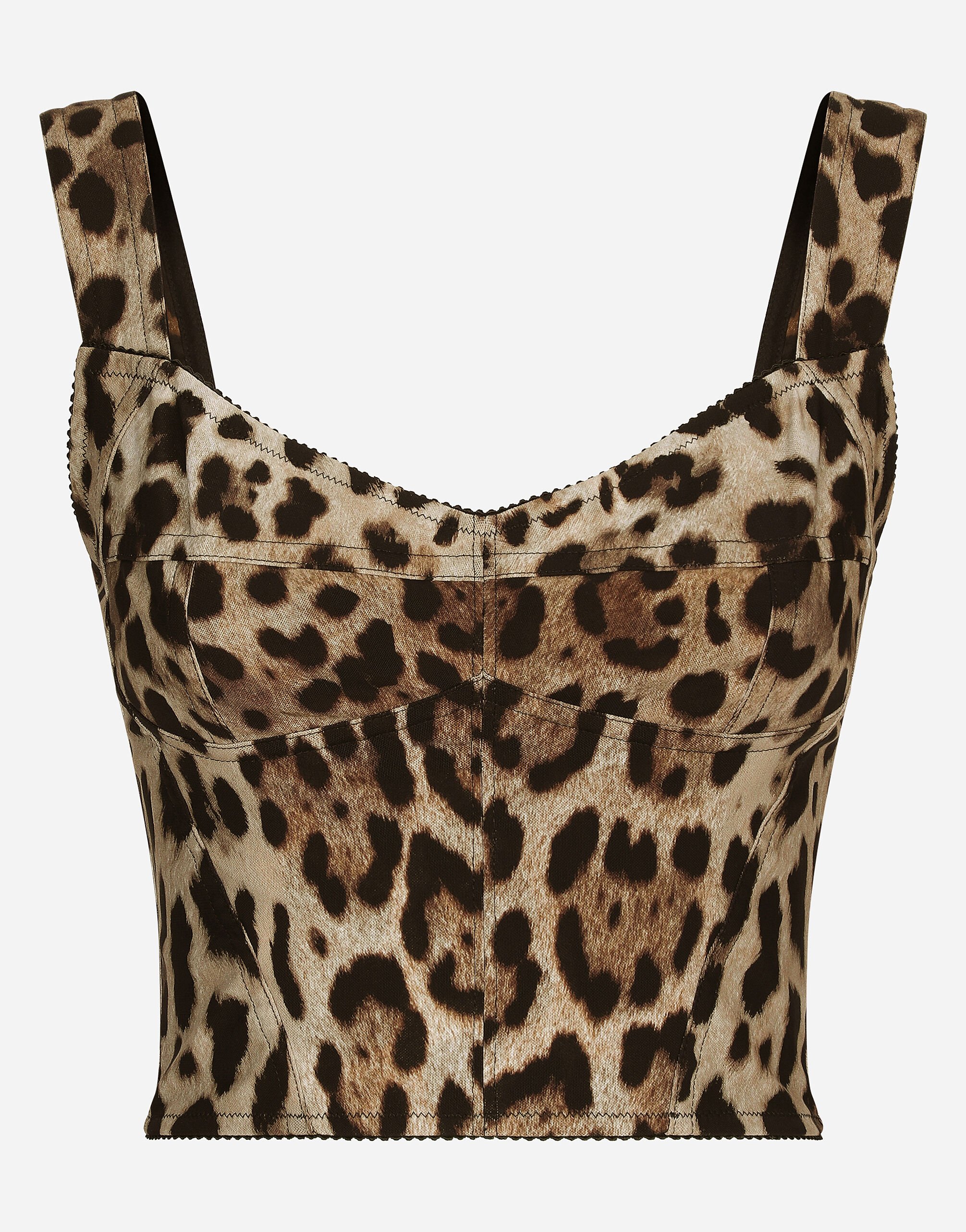 ${brand} KIM DOLCE&GABBANA Leopard-print marquisette corset ${colorDescription} ${masterID}