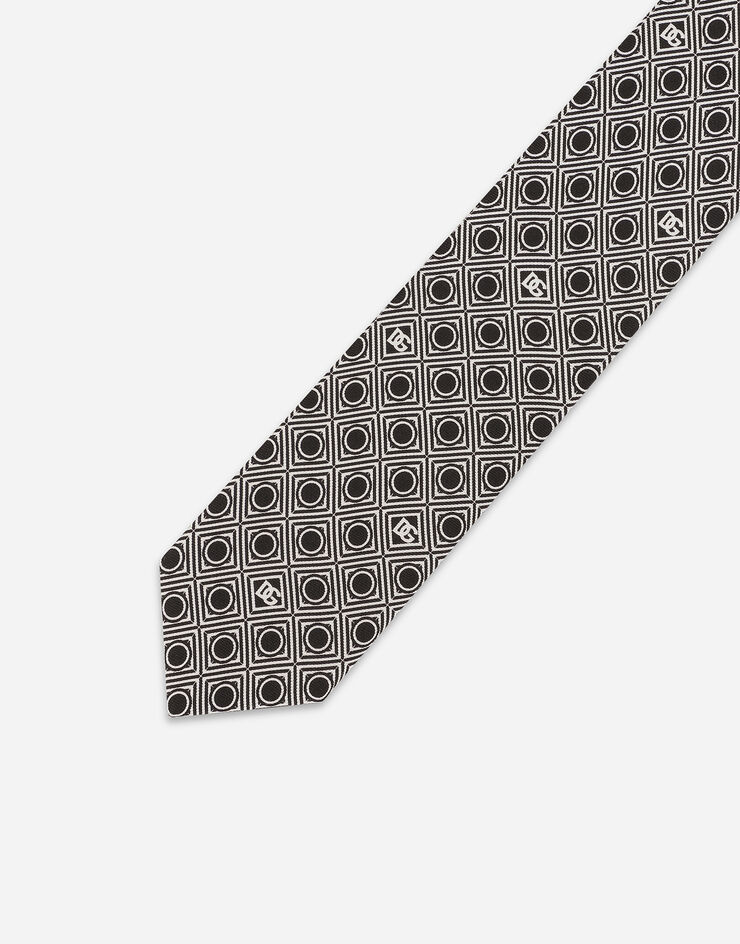 Dolce & Gabbana Silk jacquard tie with micro-designs and DG logo Print GT149EG0WSO