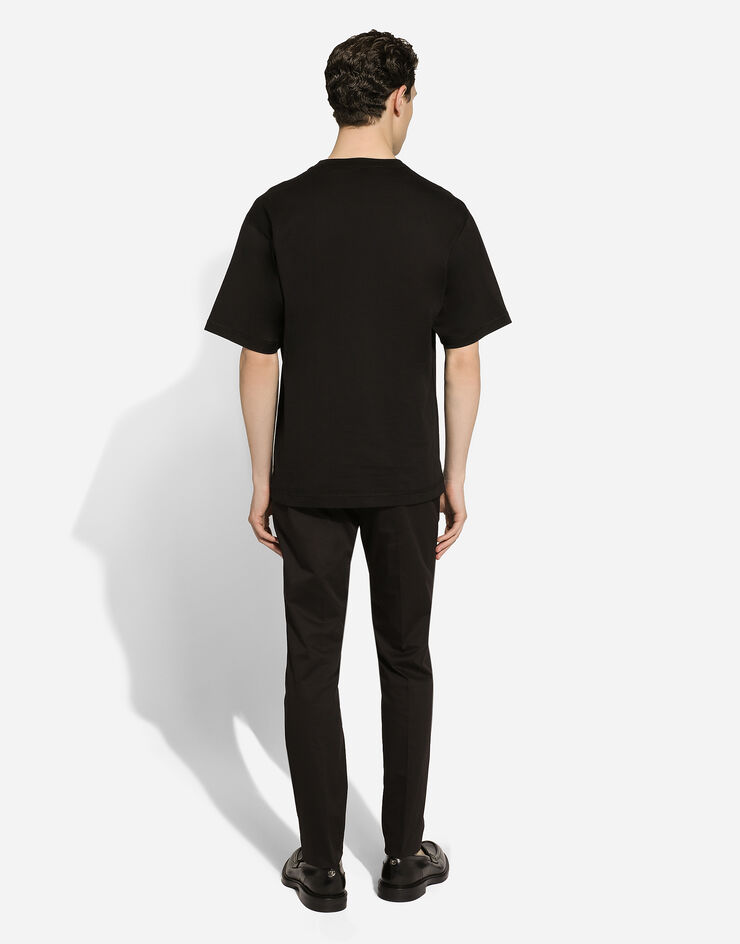 Dolce & Gabbana Camiseta de algodón con logotipo bordado Negro G8PN9ZG7NYE
