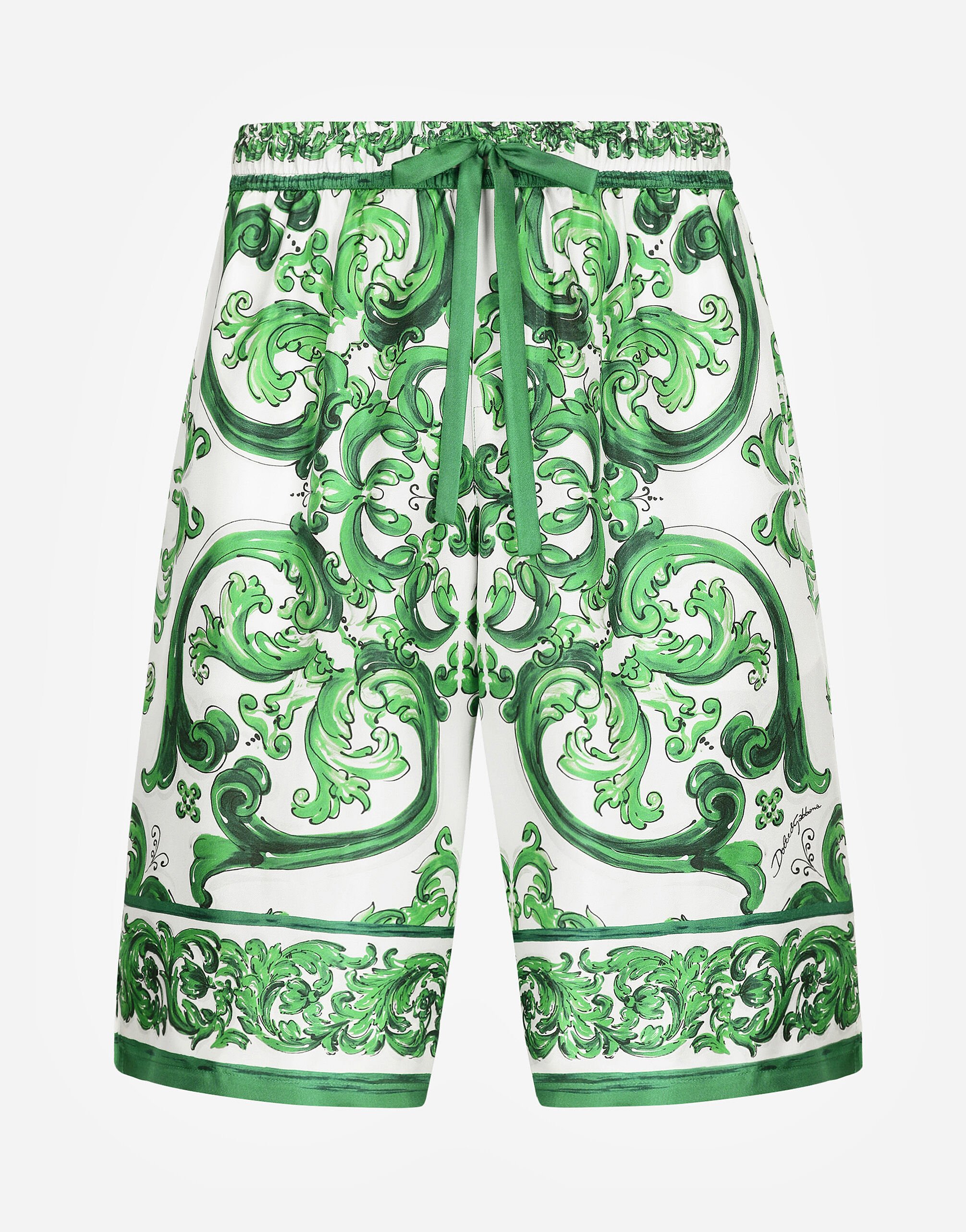 Dolce & Gabbana Majolica-print silk jogging shorts Print G8RV9TII7CZ