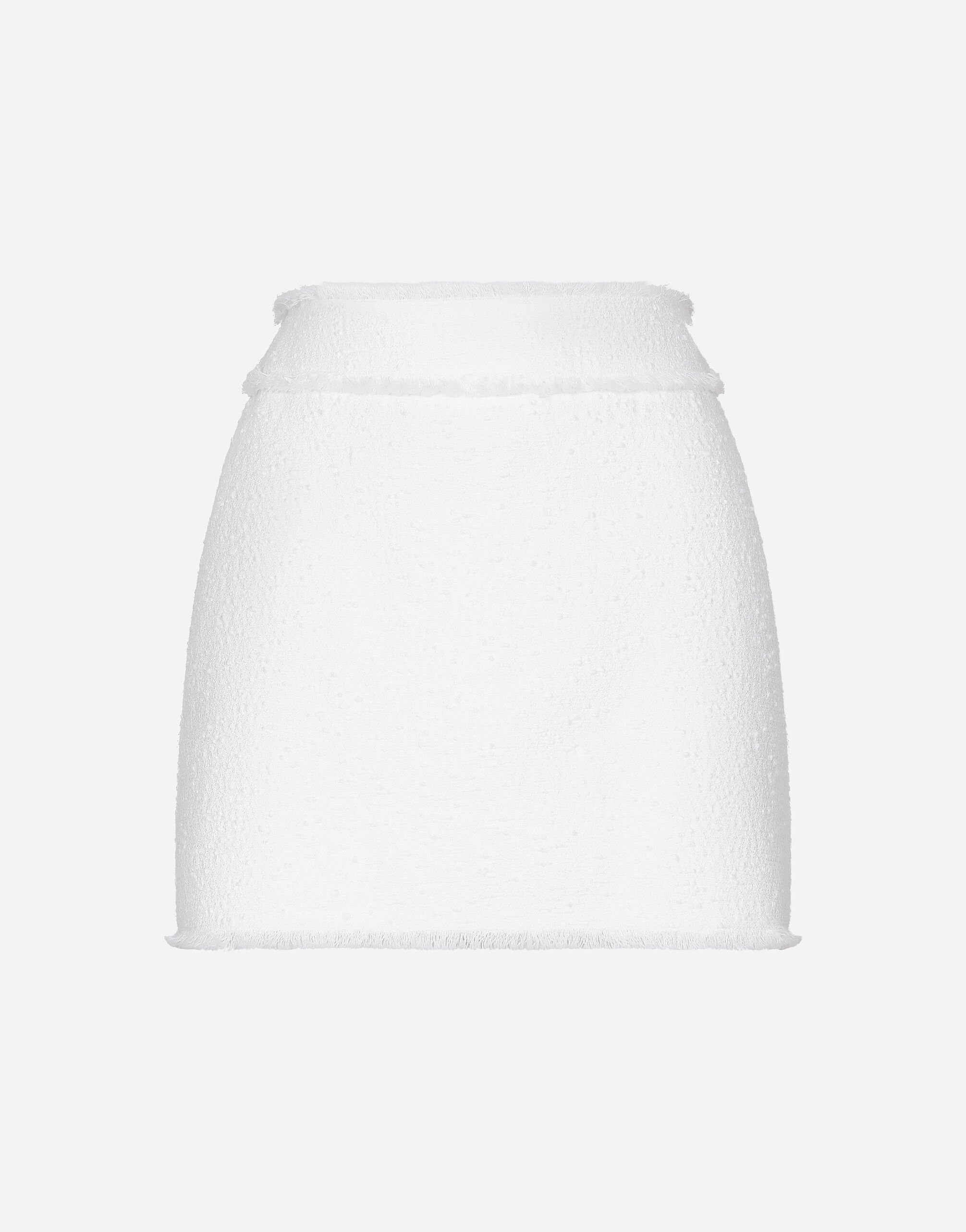 Dolce & Gabbana Cotton raschel tweed miniskirt White F4CVRZFG6AD
