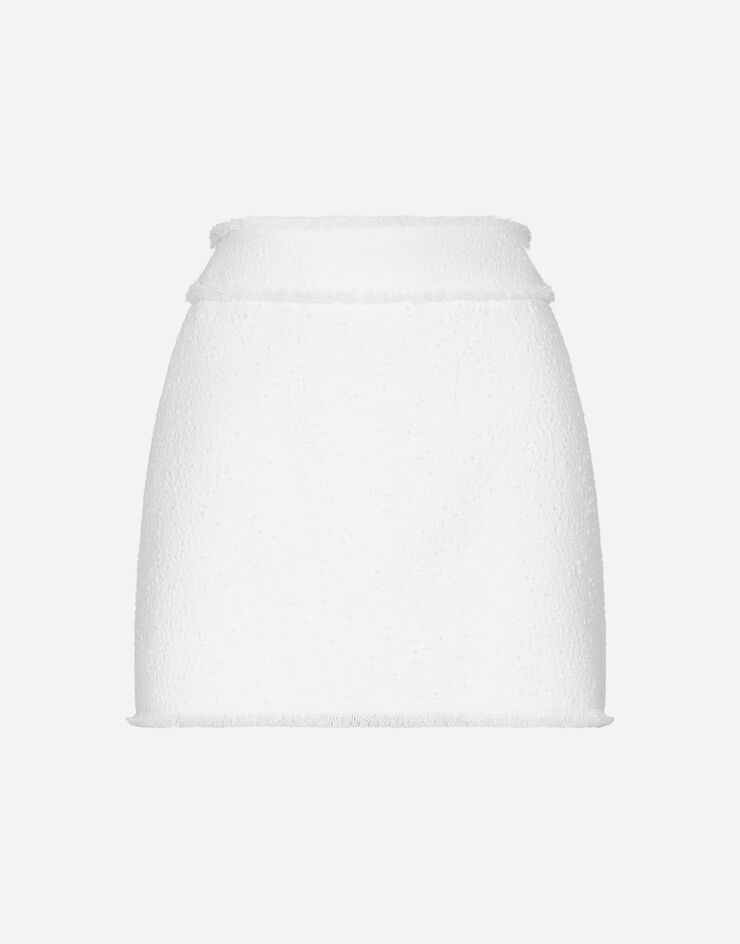 Dolce & Gabbana Minifalda en tweed raschel de algodón Blanco F4CWITHUMT9