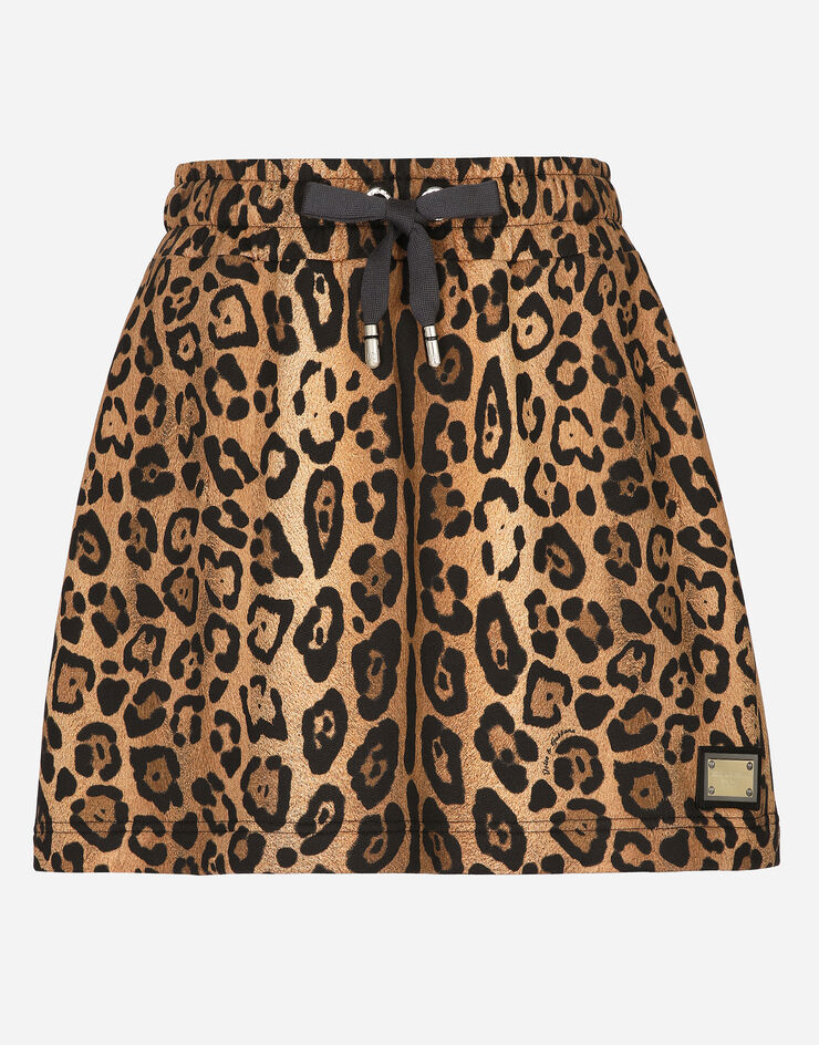 Leopard-print Crespo fleece miniskirt