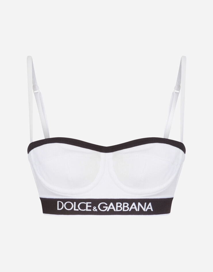 Dolce & Gabbana White Cotton Sport Stretch Bra Women's Underwear