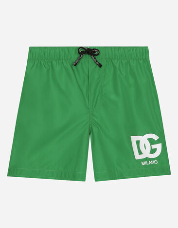 ${brand} Nylon swim trunks with DG logo ${colorDescription} ${masterID}