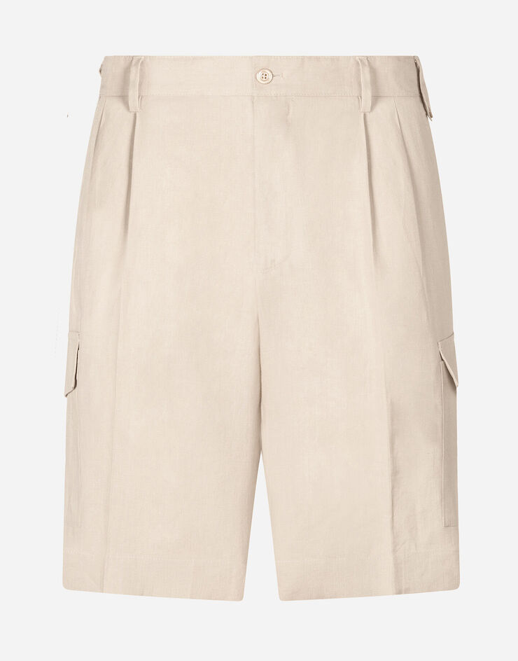 Dolce & Gabbana Bermuda cargo shorts in linen Beige GW3JATFU4JB