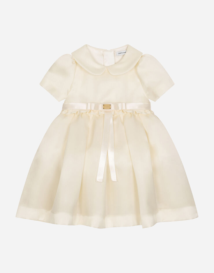 Dolce & Gabbana Vestido de triple organza con placa con logotipo Blanco L23DY7FU1JG