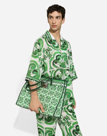 Dolce & Gabbana Большая сумка-шоппер из холщовой ткани с принтом майолики Отпечатки BM2274AO667