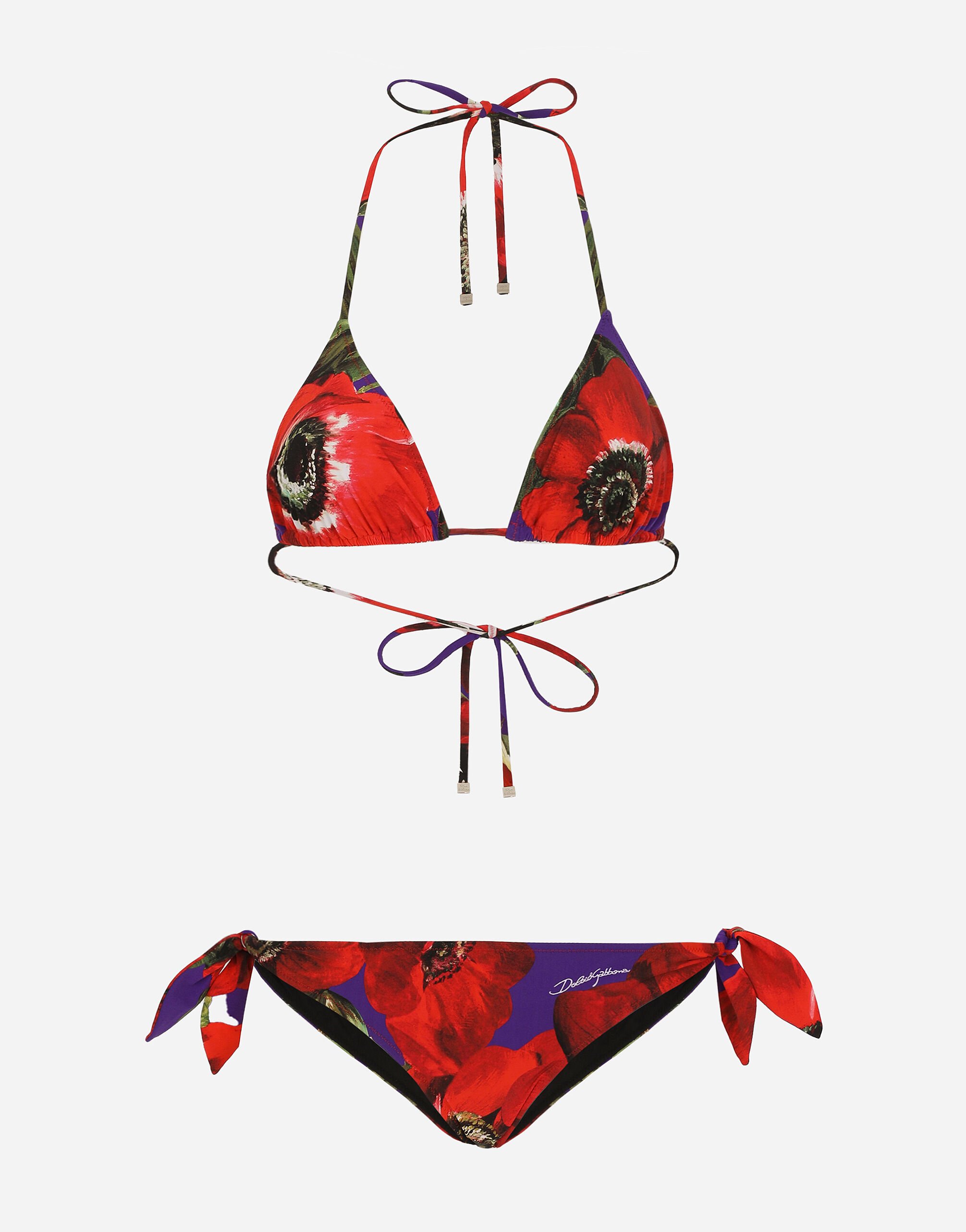 Dolce & Gabbana Bikini triangle à imprimé anémones Imprimé O9A46JONO19