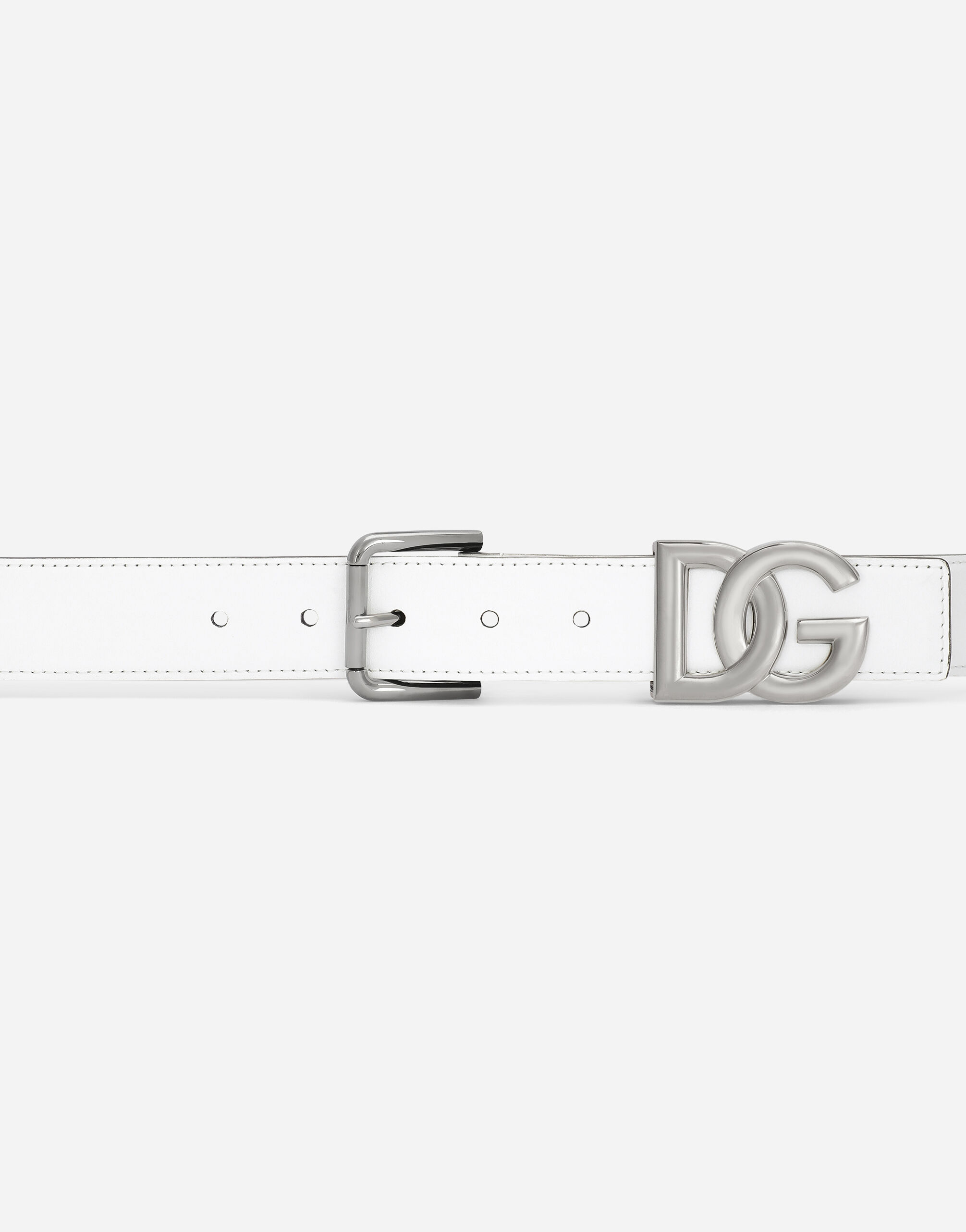 Calfskin belt with DG logo in White for | Dolce&Gabbana® US