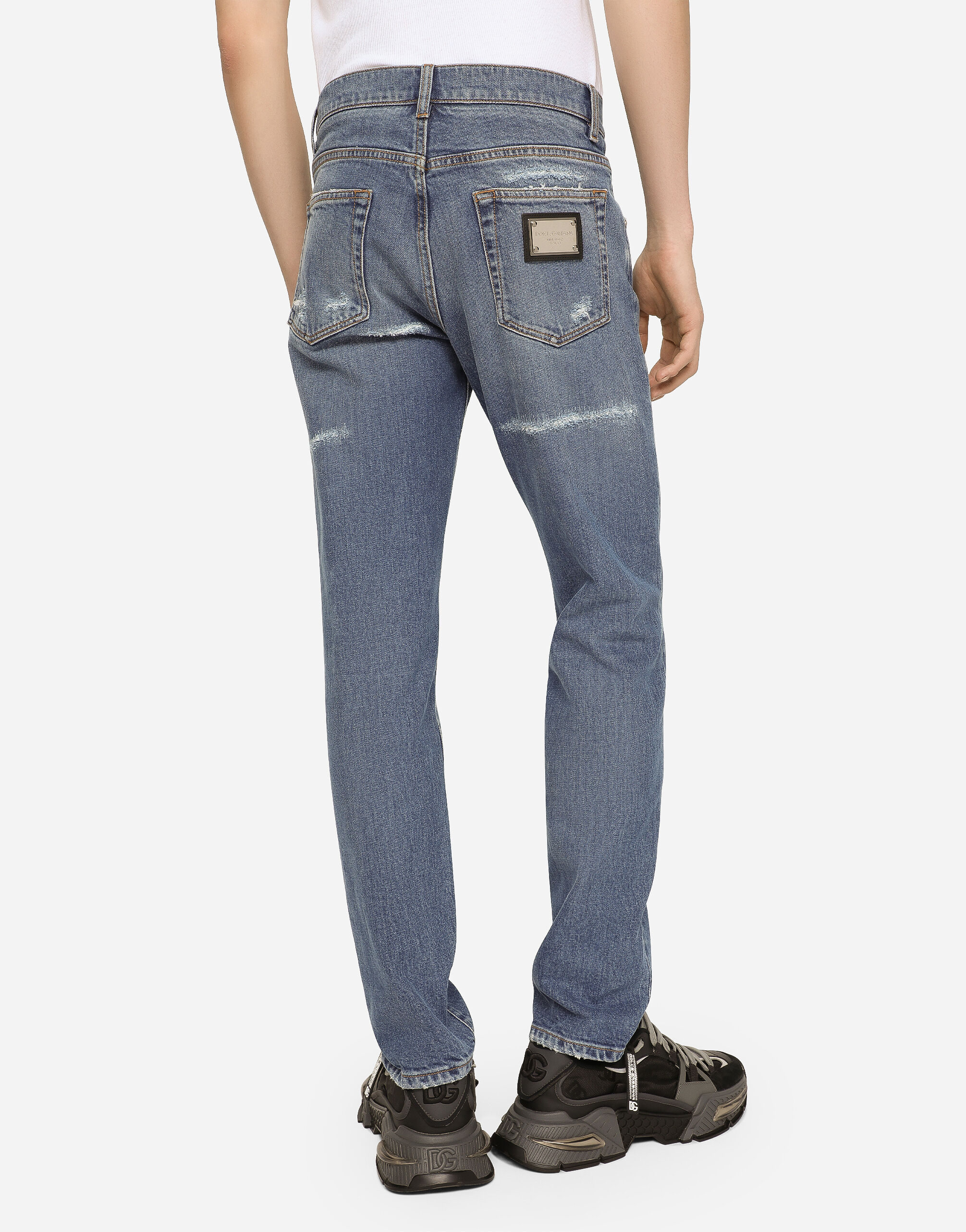Dolce&Gabbana Slim fit stretch denim jeans with subtle abrasions male  Multicolor