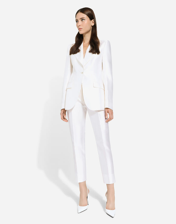 Dolce & Gabbana Single-breasted Mikado silk Turlington jacket белый F29UCTFU1L6