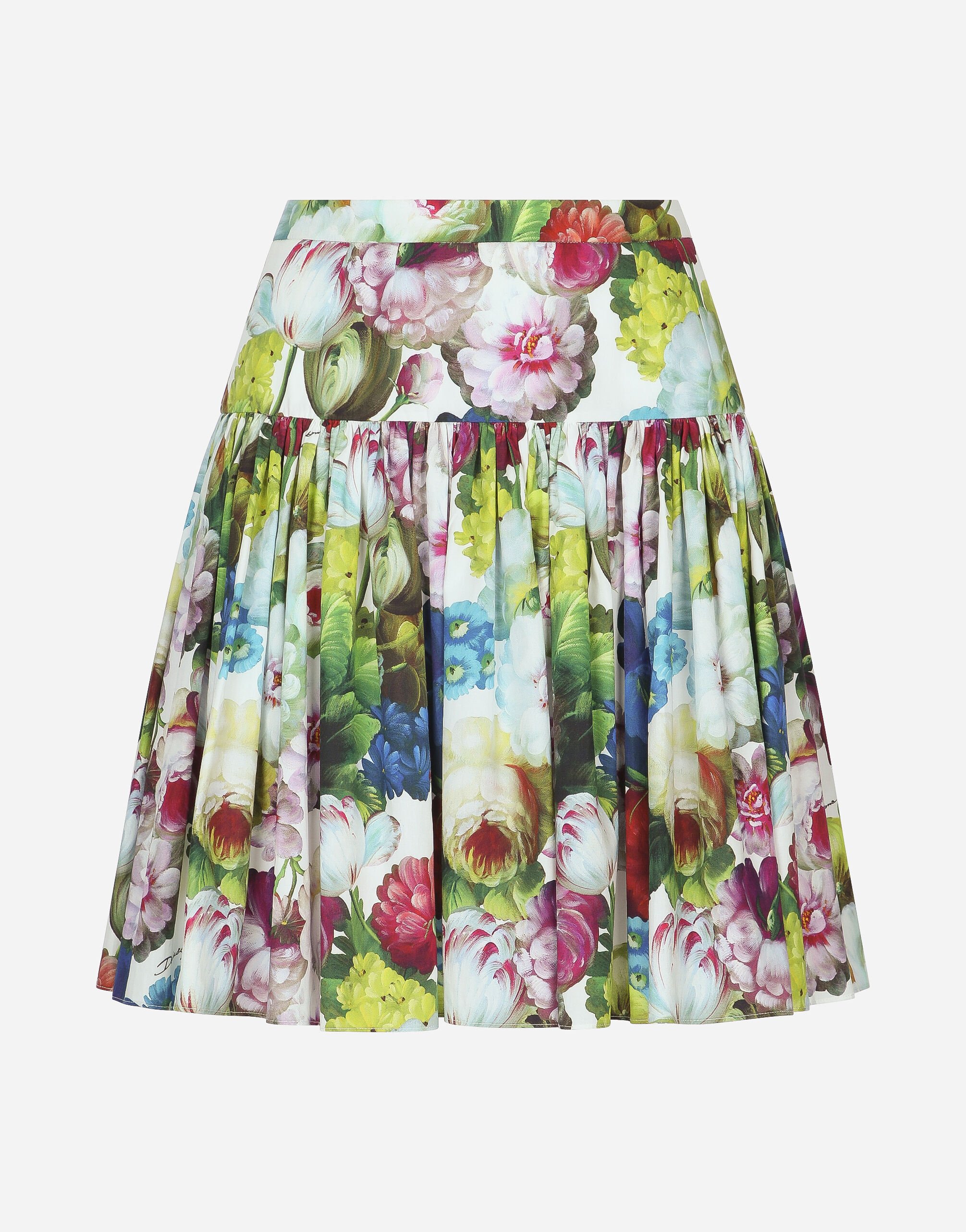 ${brand} Short cotton skirt with nocturnal flower print ${colorDescription} ${masterID}