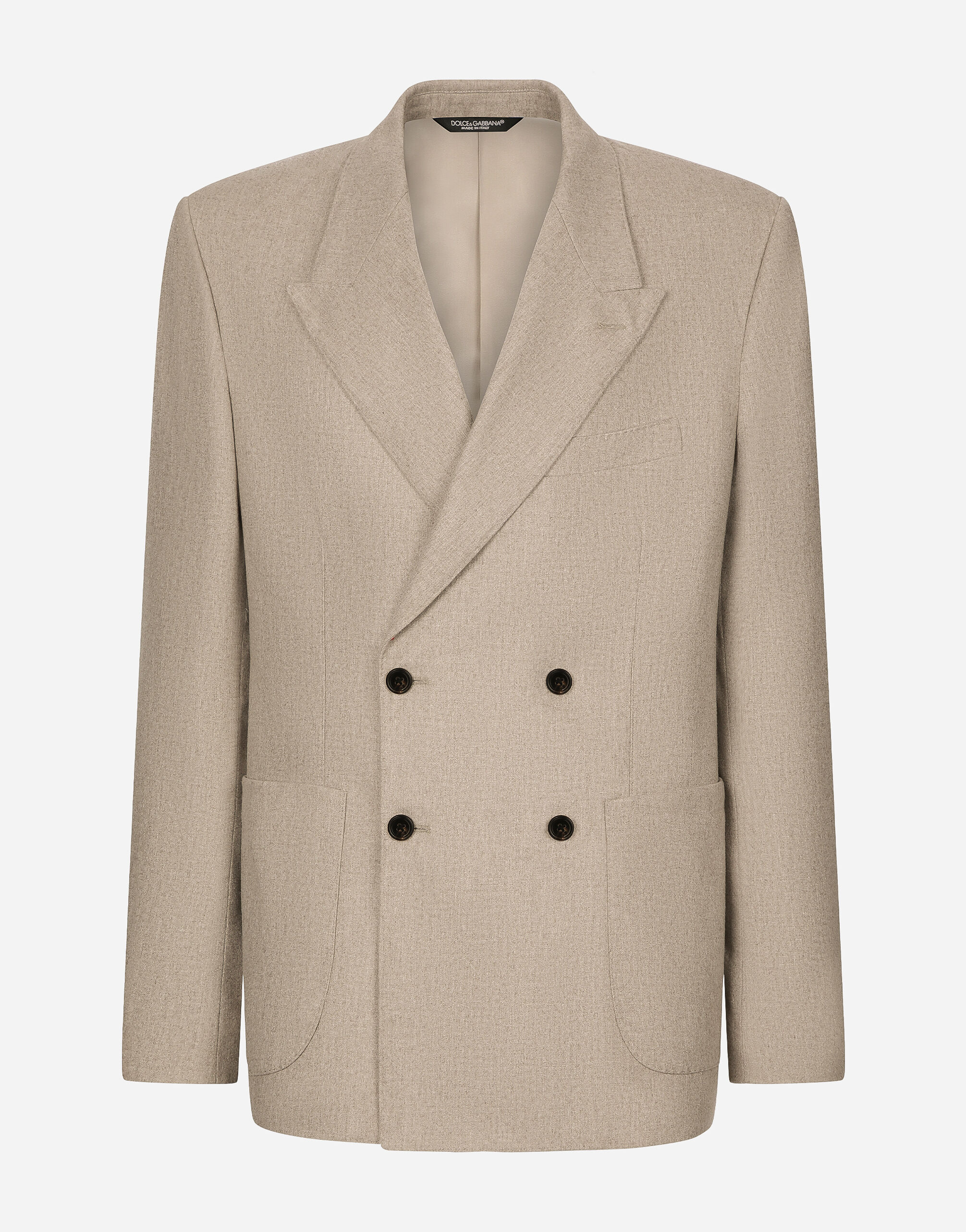 Dolce & Gabbana Deconstructed double-breasted cashmere jacket Beige G9AVETGH485