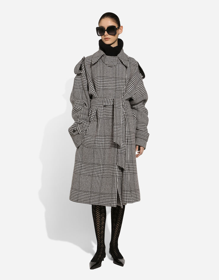 Dolce & Gabbana Houndstooth check wool trench coat Multicolor F0E2DTFQMKH