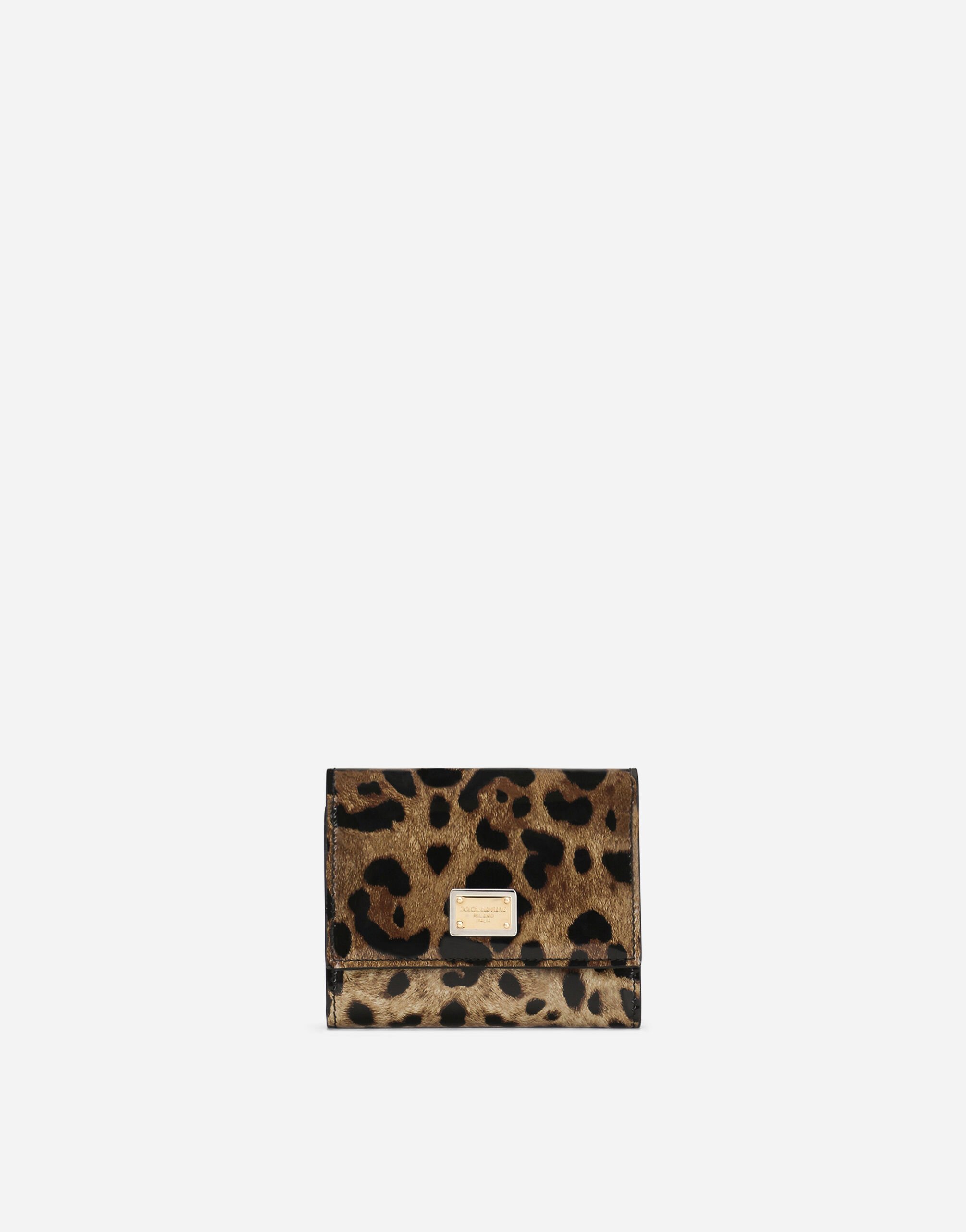Dolce & Gabbana Portefeuille en cuir de veau brillant à imprimé léopard Imprimé Animalier BE1446AM568