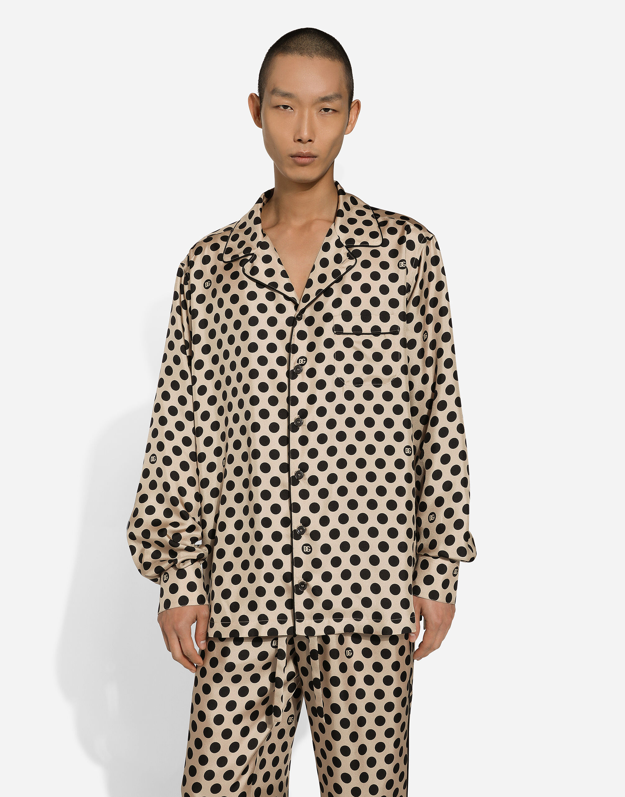 Silk shirt with polka-dot print and DG logo in Print for ...