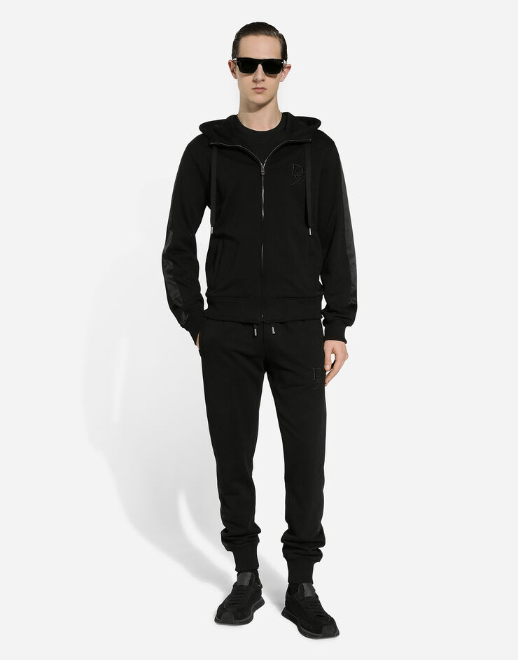 Dolce & Gabbana Cotton jersey hoodie with DG embroidery Black G9BFZZG7N4R