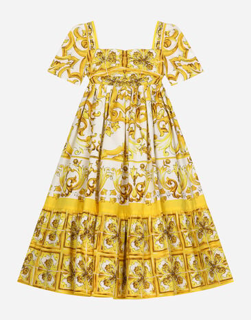 Dolce & Gabbana Poplin dress with yellow majolica print Print L53DE7G7EY0