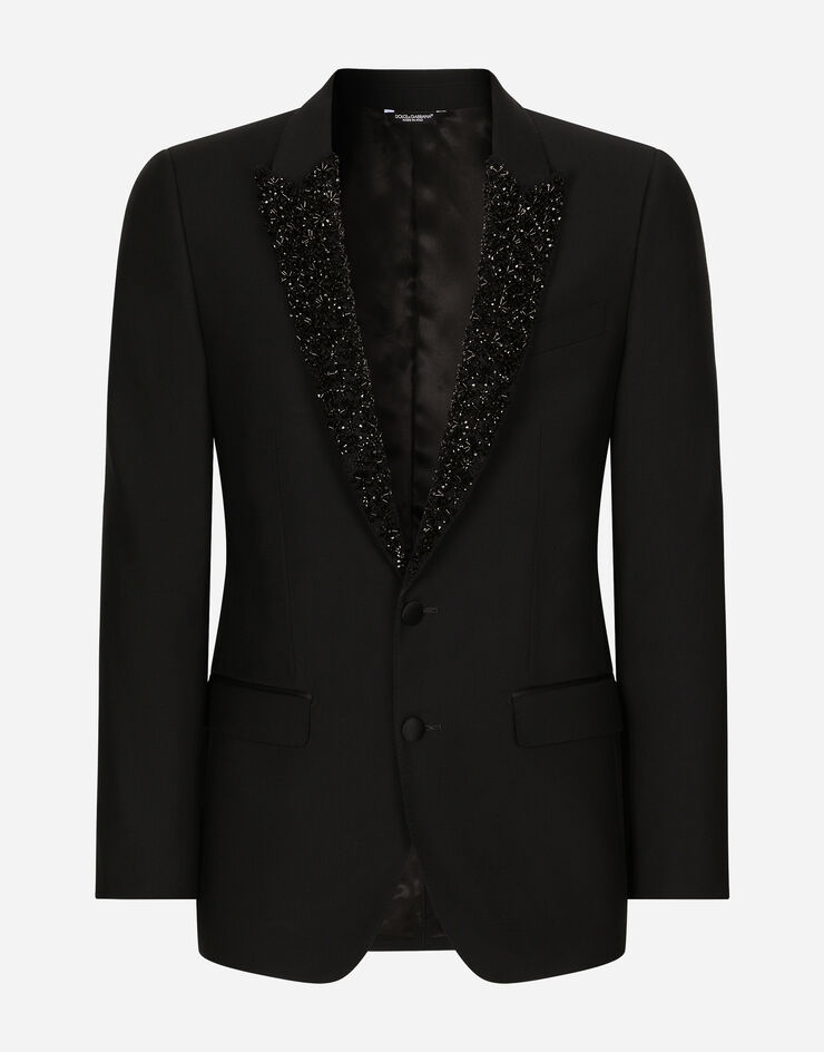 Dolce & Gabbana Однобортный пиджак Martini с вышивкой на лацканах черный G2LK0ZGH618