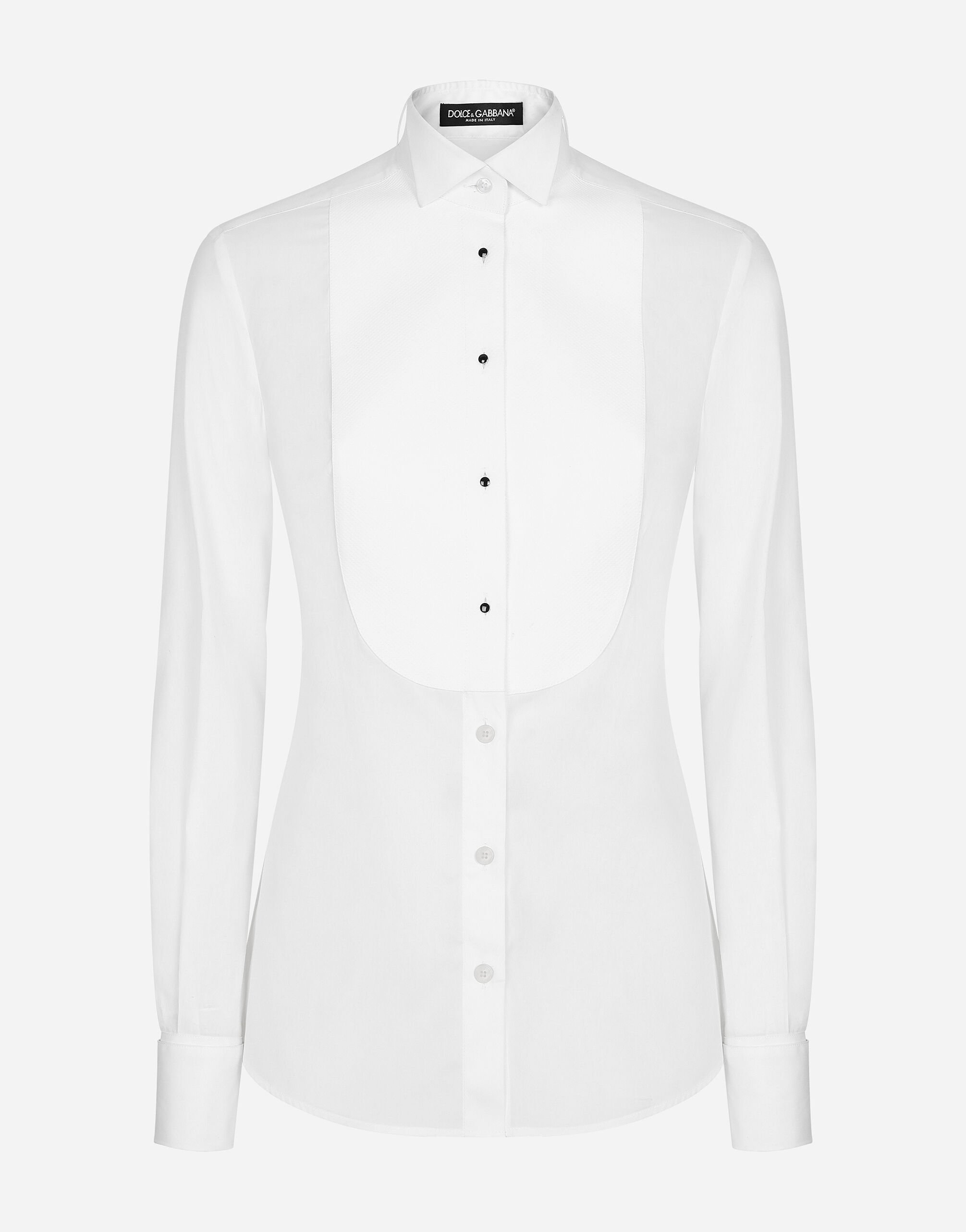 ${brand} Cotton poplin shirt with piqué shirt front ${colorDescription} ${masterID}