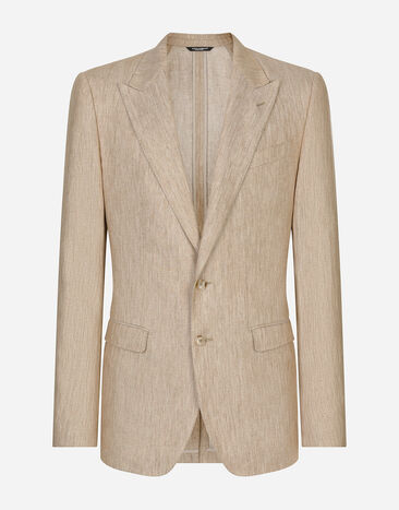 Dolce & Gabbana Single-breasted linen Taormina jacket Brown G2NZ2TFU5SW