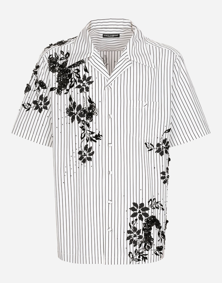 Dolce & Gabbana Striped poplin Hawaiian shirt with embroidery マルチカラー G5JH9ZGH586