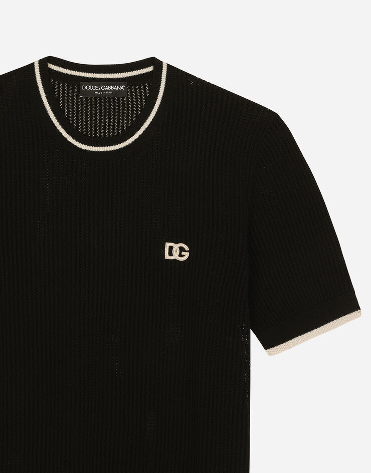 Dolce & Gabbana DGロゴ コットン ラウンドネック セーター ブラック GXX03ZJBCDS