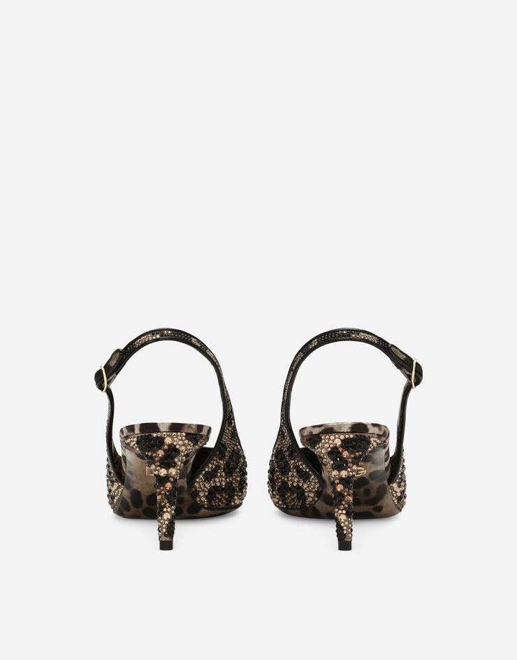 Dolce&Gabbana Zapato destalonado de raso y strass termoadhesivos Estampado Animalier CG0665AO192