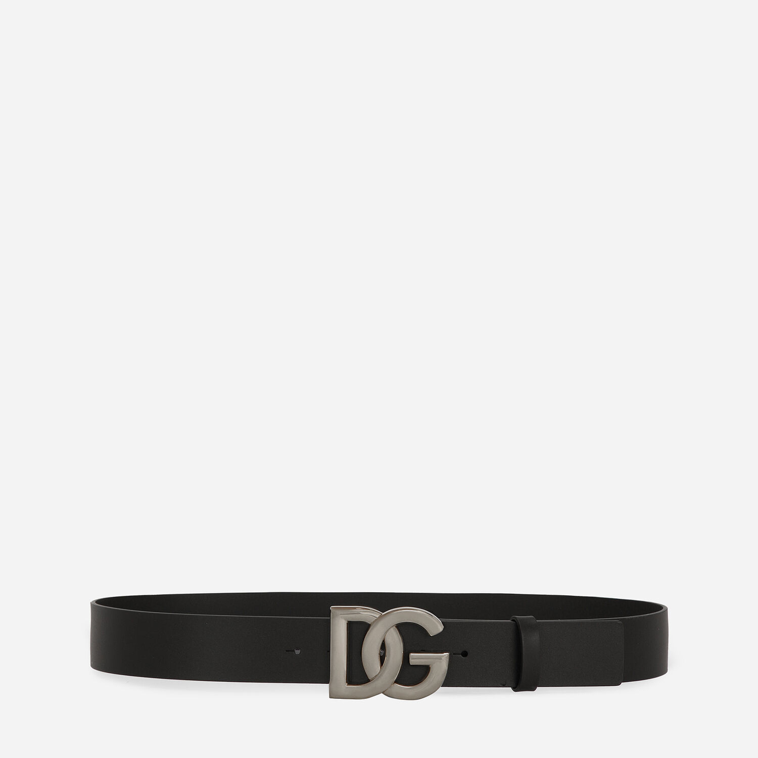 Lux leather belt with in buckle crossover Black for DG Dolce&Gabbana® US logo 