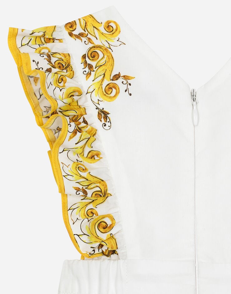 Dolce & Gabbana Poplin onesie with yellow majolica print and DG logo Print L21O98FI5JX