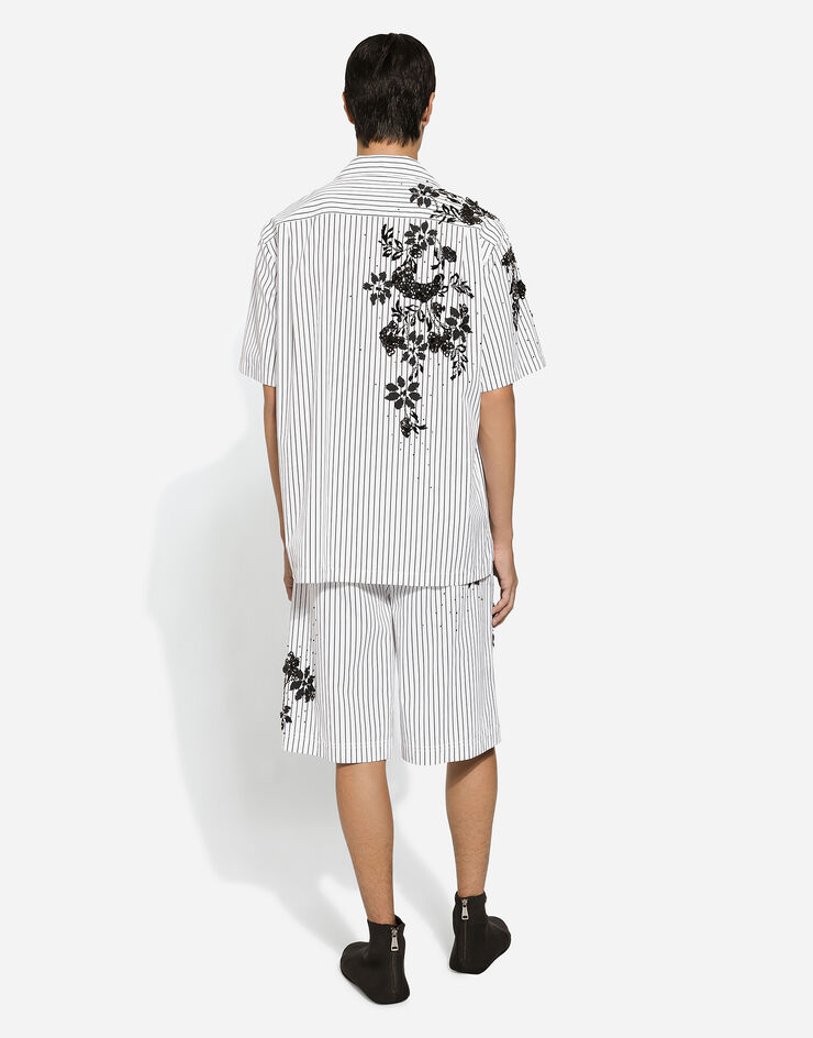 Dolce & Gabbana Striped poplin Hawaiian shirt with embroidery マルチカラー G5JH9ZGH586