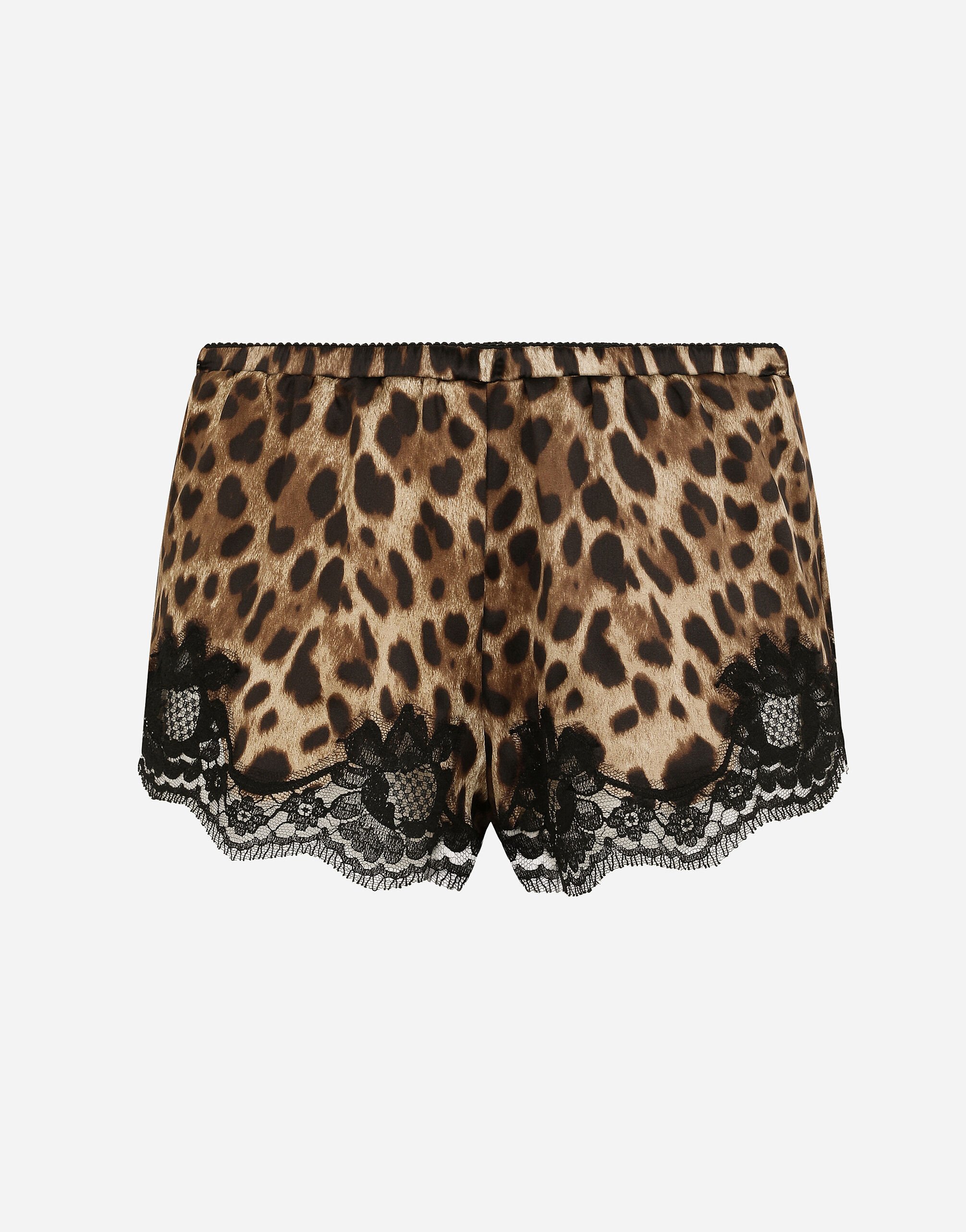 ${brand} Leopard-print satin lingerie shorts with lace detailing ${colorDescription} ${masterID}