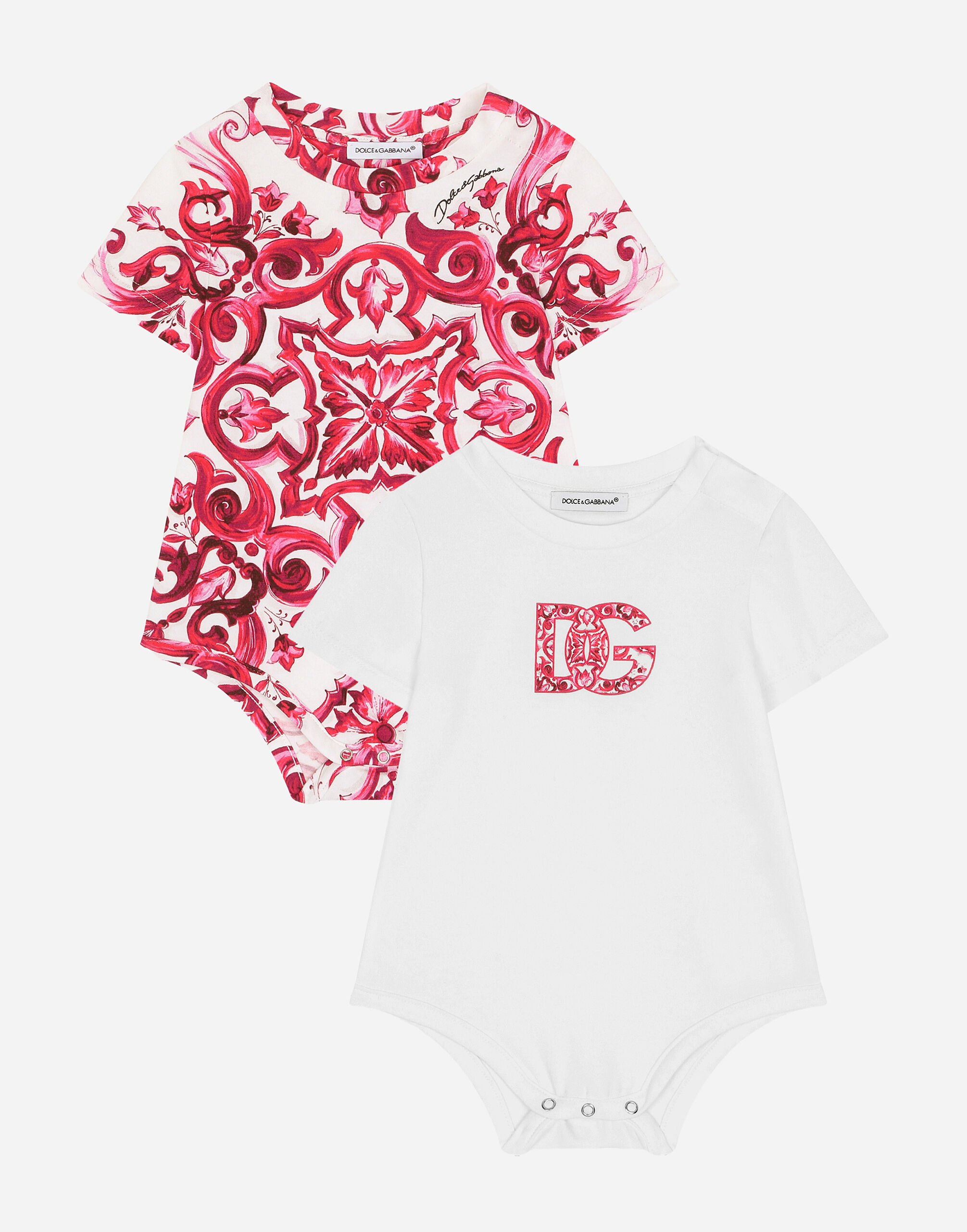 Dolce & Gabbana 2-babygrow gift set in majolica-print jersey Print L21O84G7EX8