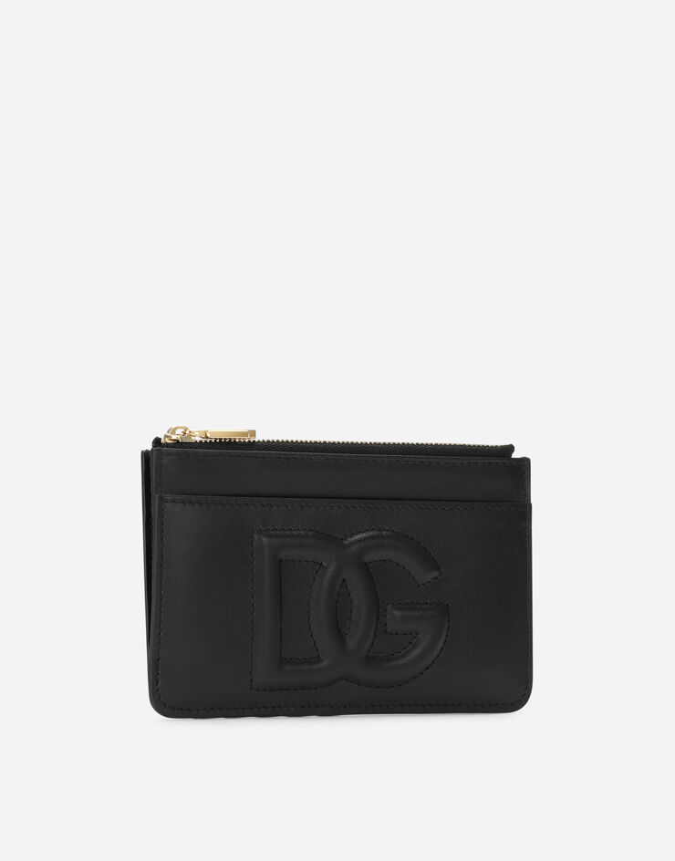 Dolce & Gabbana Portacarte DG Logo medio in pelle di vitello Nero BI1261AG081