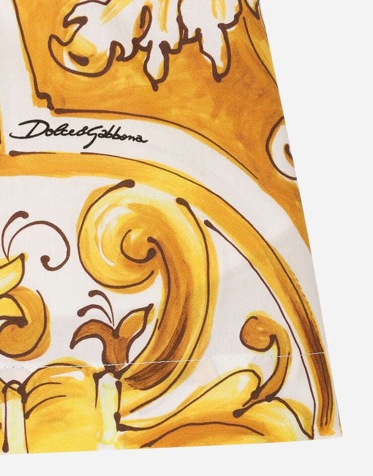 Dolce & Gabbana Poplin shorts with yellow majolica print Print L53Q29FI5JV
