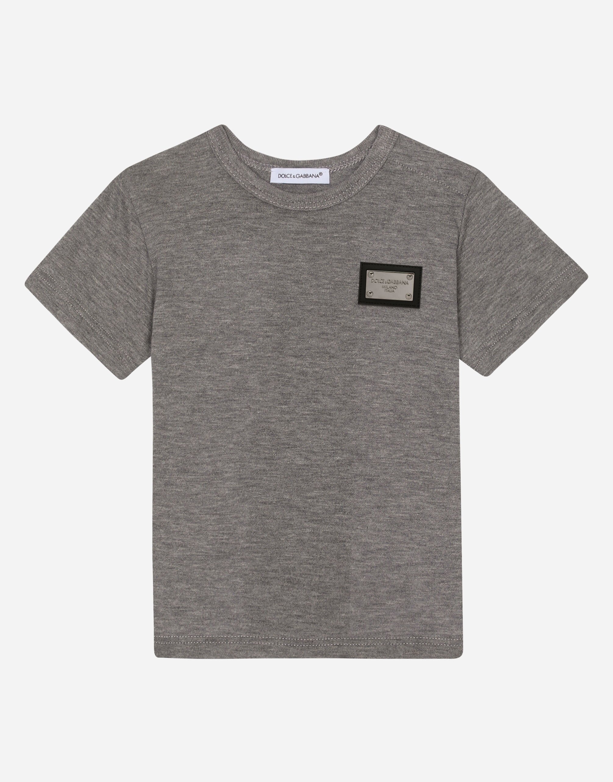 Dolce & Gabbana T-shirt en jersey avec plaquette à logo Jaune L2JWAXG7NUR