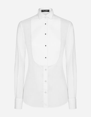 ${brand} Cotton poplin shirt with piqué shirt front ${colorDescription} ${masterID}