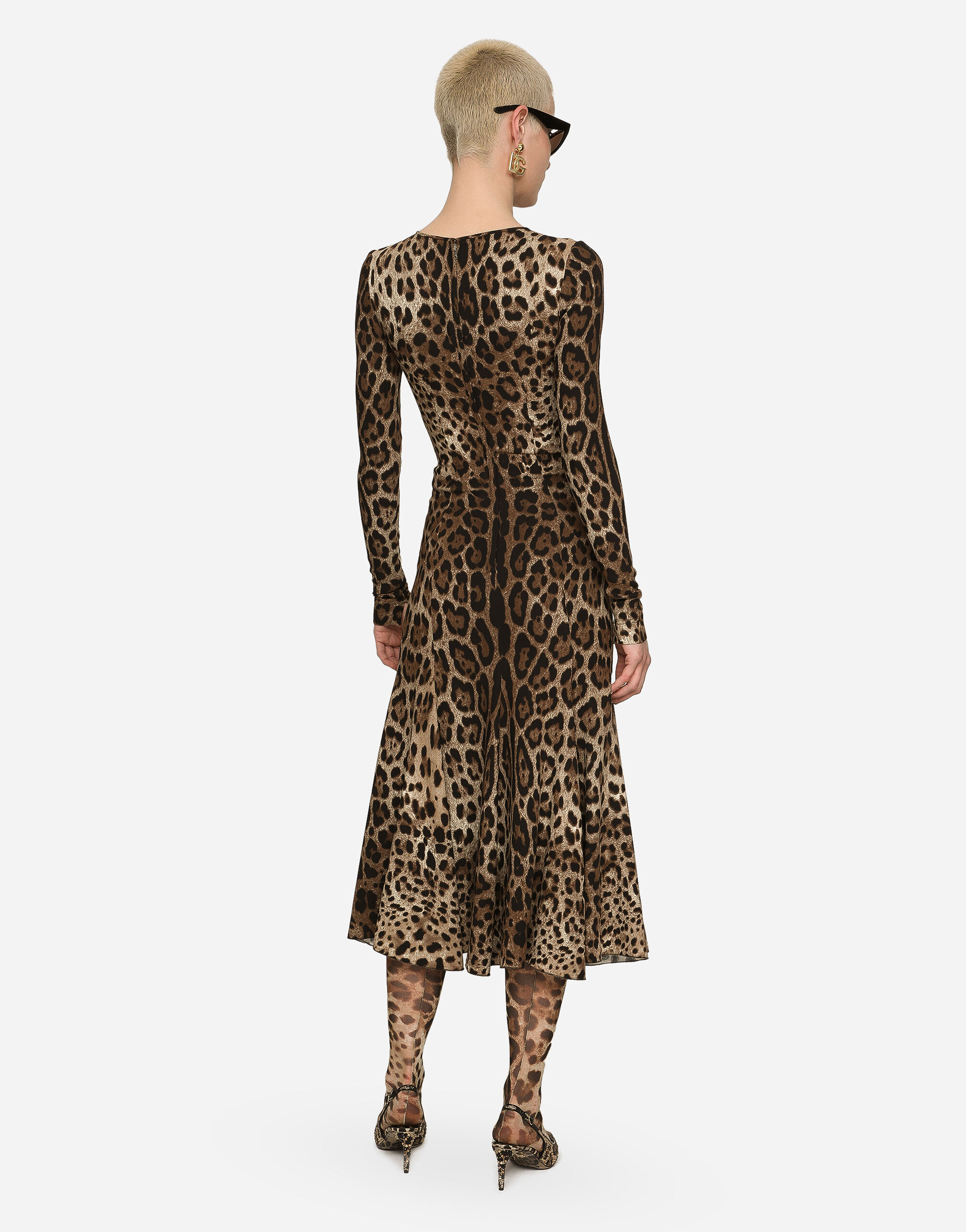 アニマリエプリントのウィメンズ Leopard-print calf-length cady 